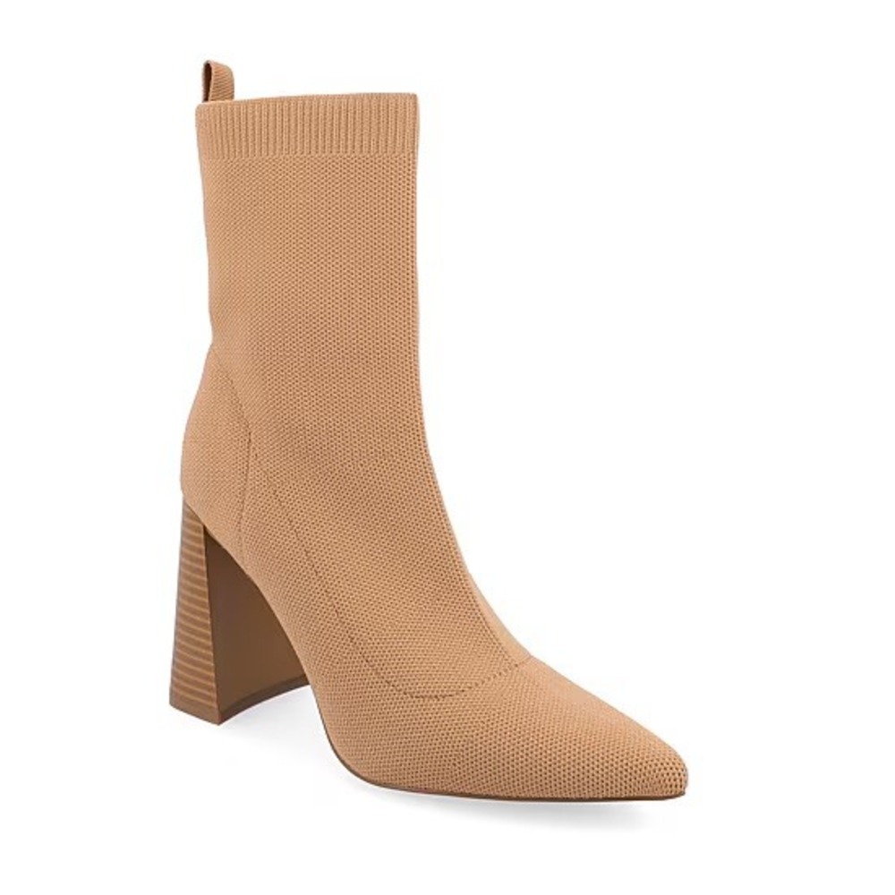 Journee Collection Womens Tru Comfort Foam Noralinn Booties Tan Knit Size 11